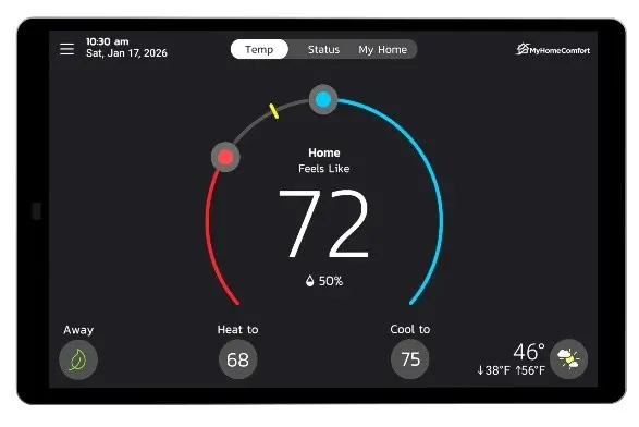 MyHomeComfort CA4 Thermostat Communicating Front Left view image